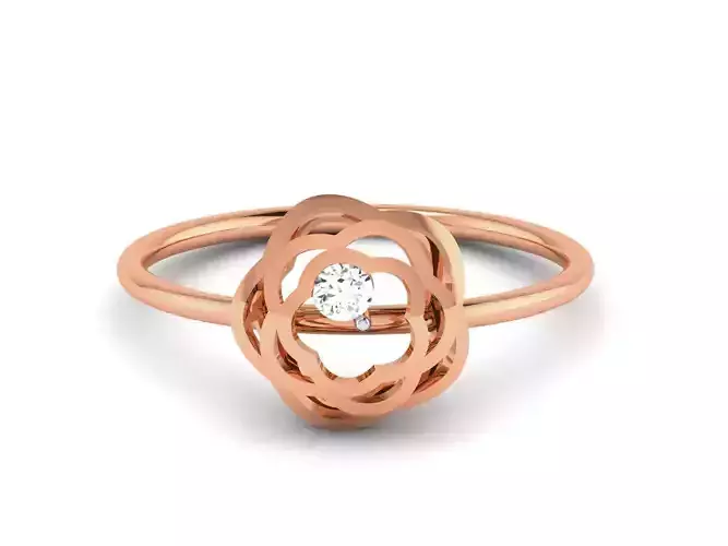 Flower rose Women Diamond Rose Ring 3dm renders detail