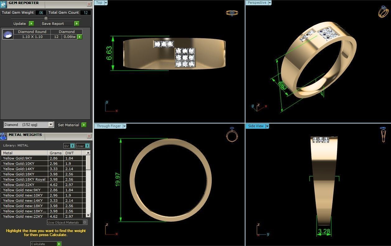 Diamond Band Ring 3dm render detail  3D print model_4