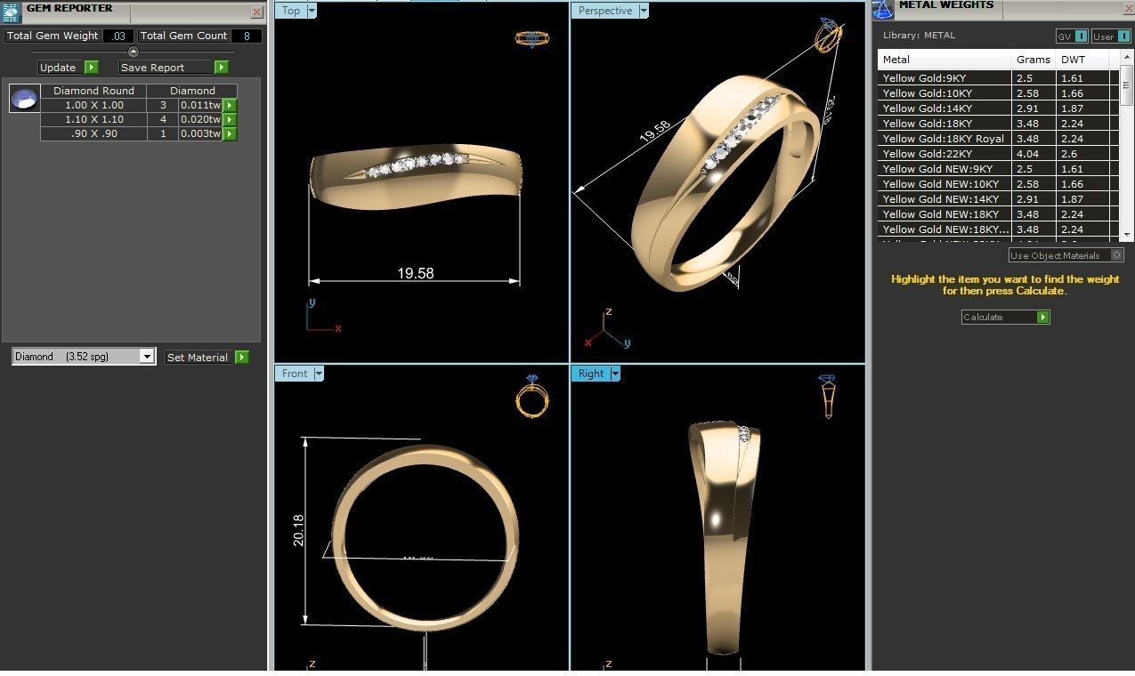 Diamond Band Ring 3dm render detail  3D print model_4