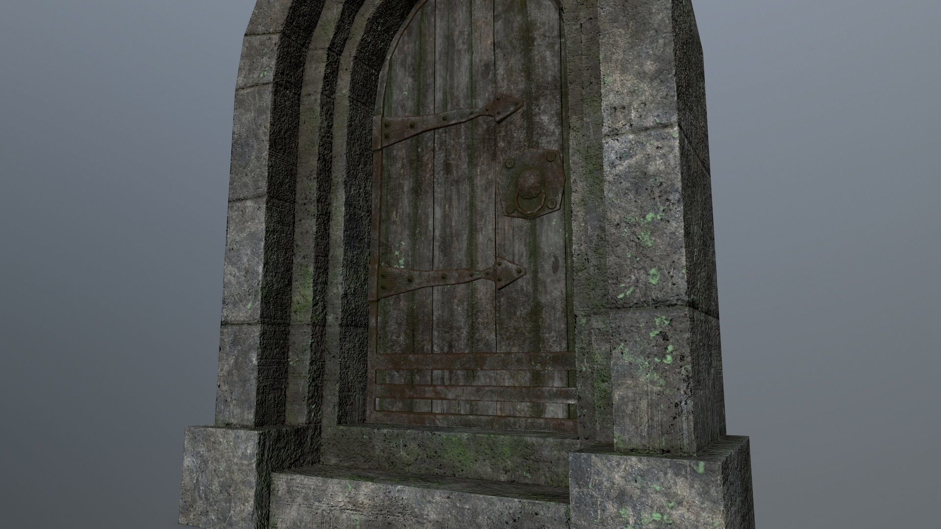 Medieval Door Low-poly 3D model_10