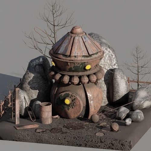 Metall house Low-poly 3D model