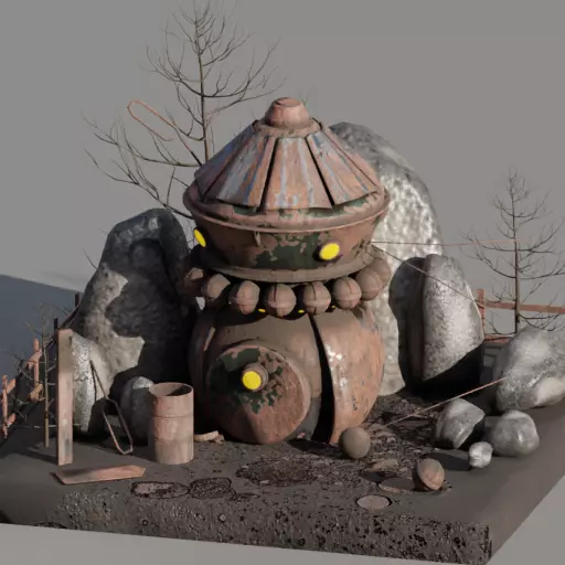 Metall house Low-poly 3D model_0