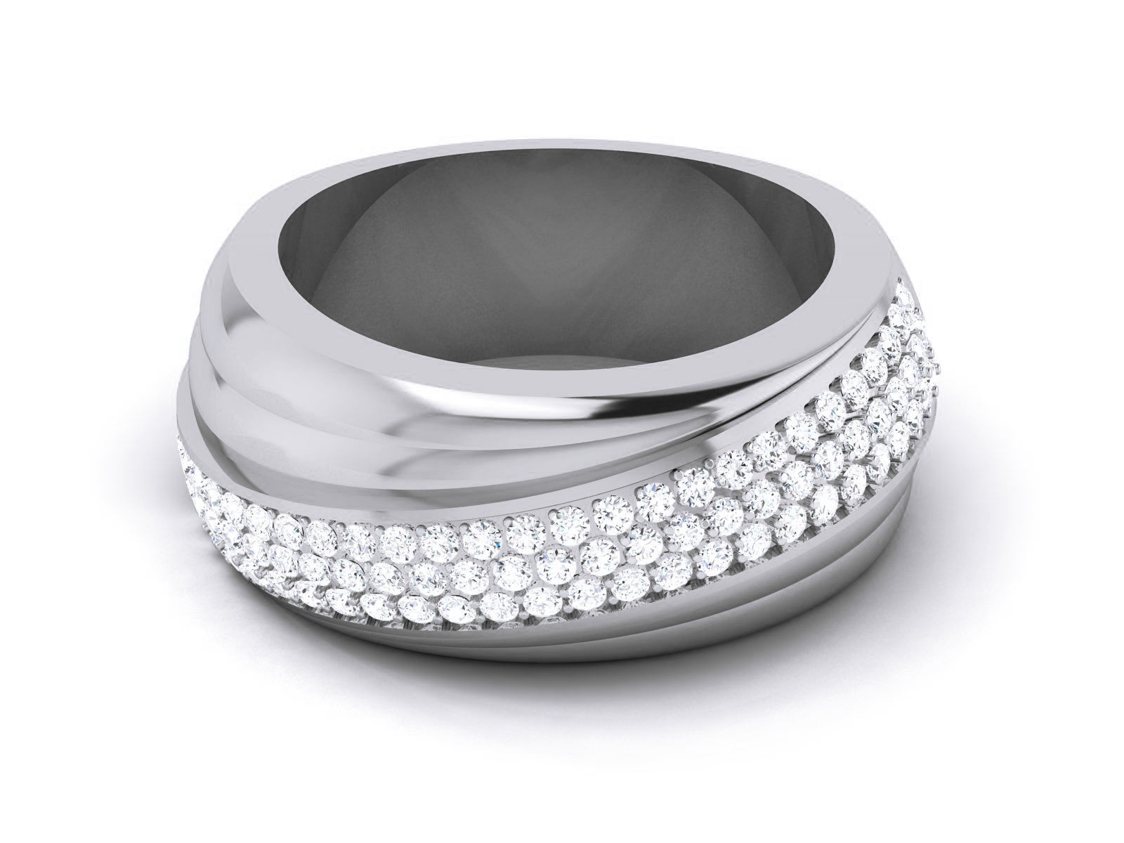 Diamond Band Ring 3dm render detail  3D print model_12