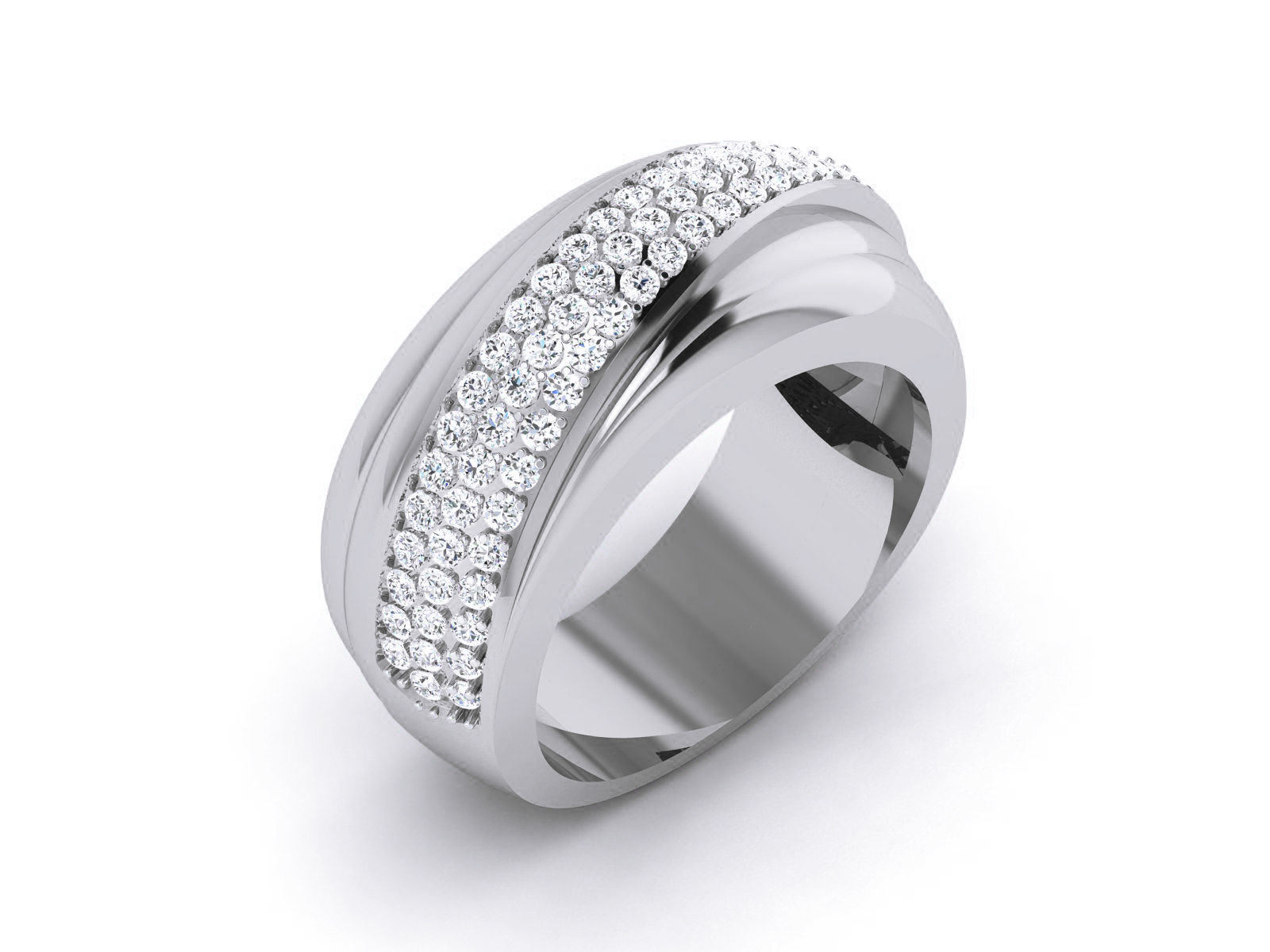 Diamond Band Ring 3dm render detail  3D print model_3