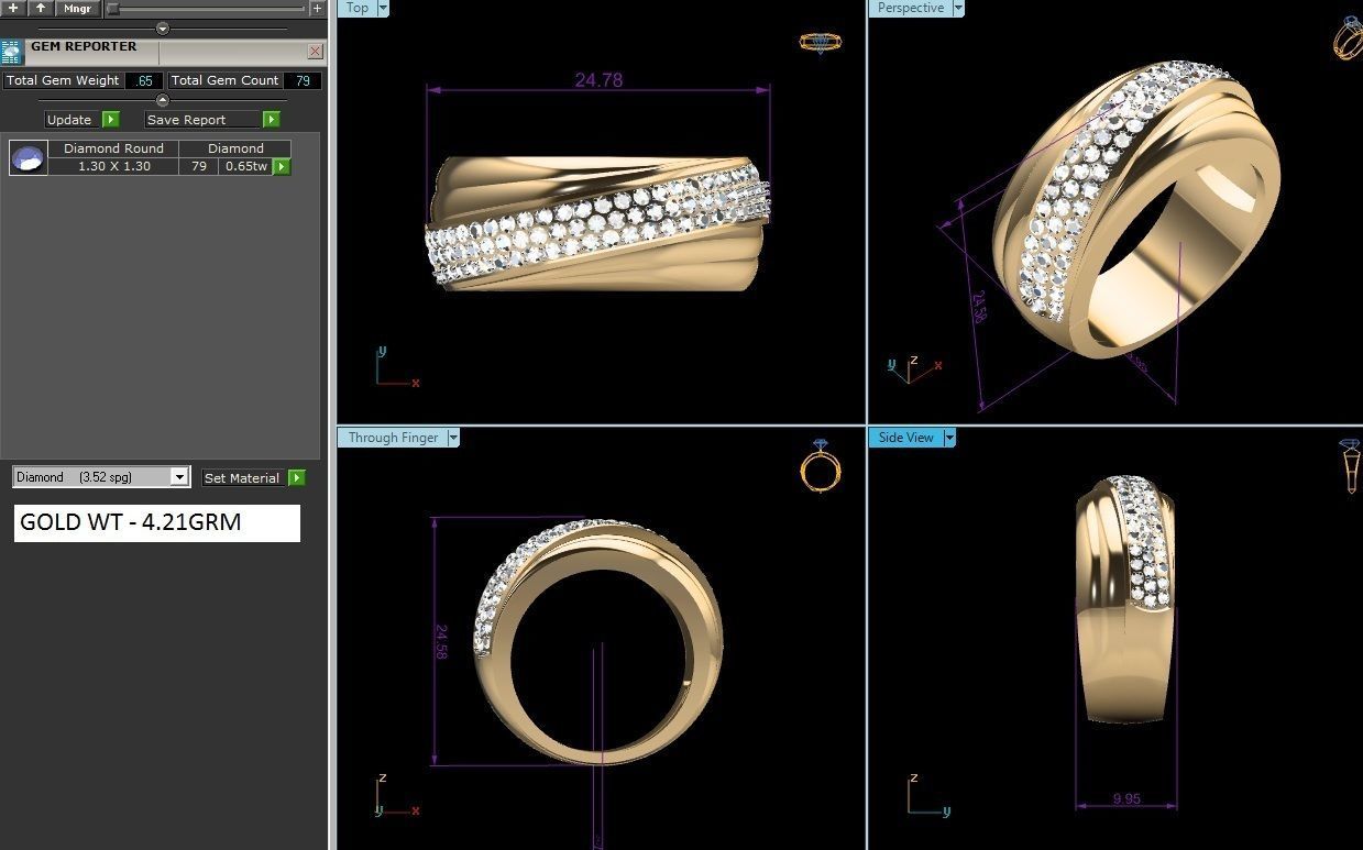 Diamond Band Ring 3dm render detail  3D print model_1