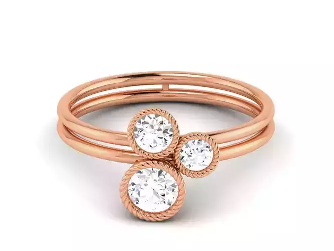 Tri Star Women Diamond Ring 3dm renders detail