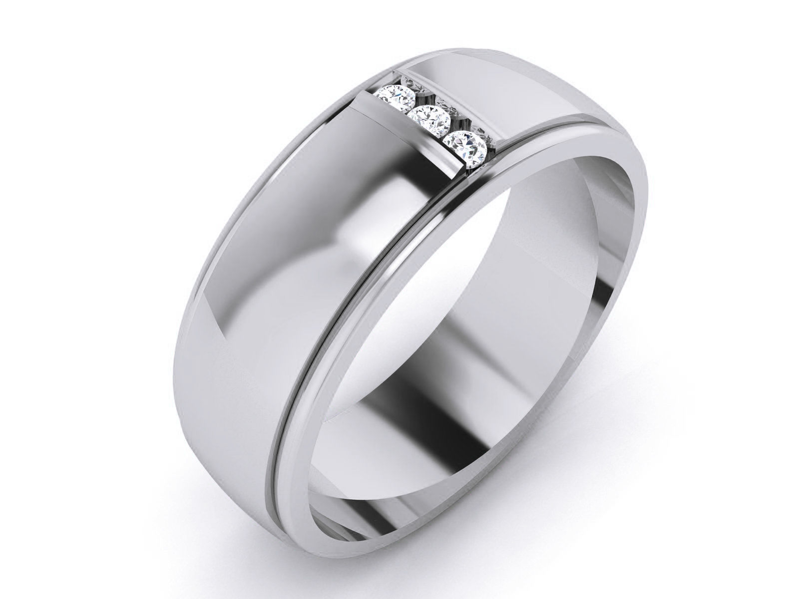 Diamond Band Ring 3dm render detail 3D print model_3