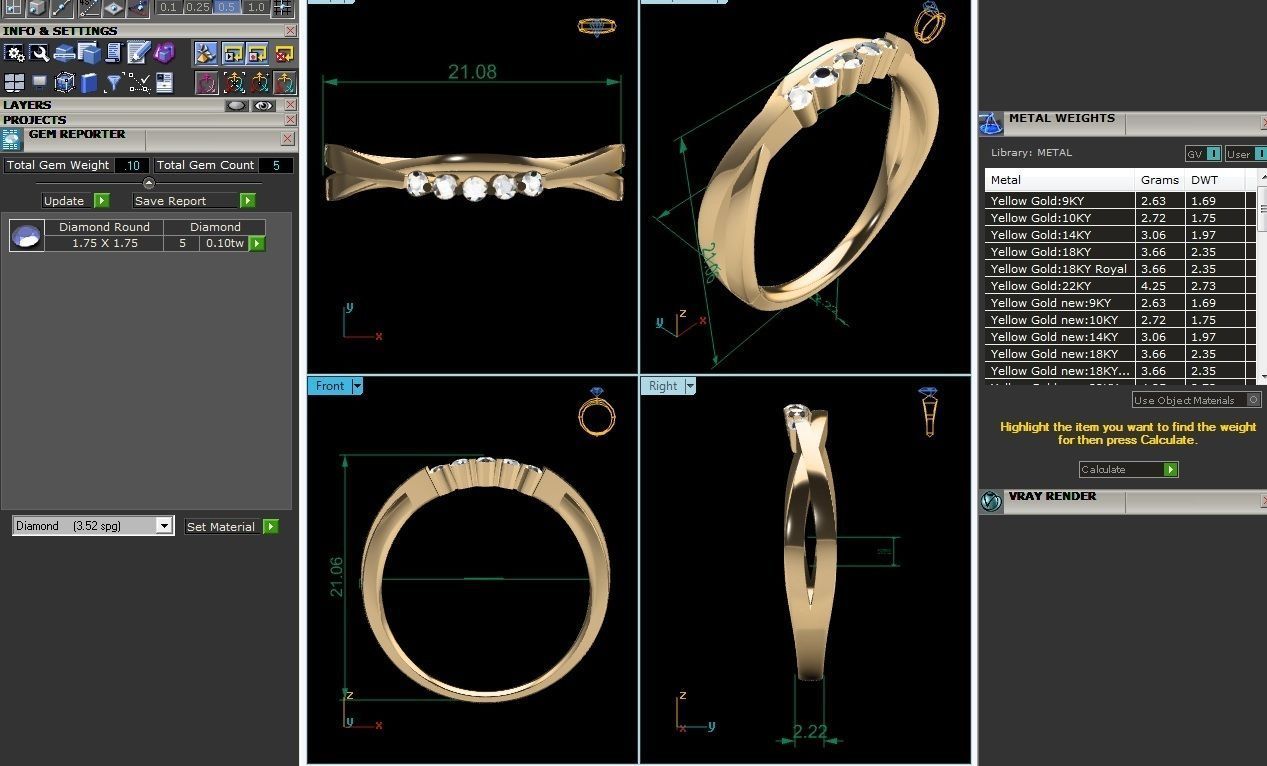 Diamond Band Ring 3dm render detail  3D print model_3
