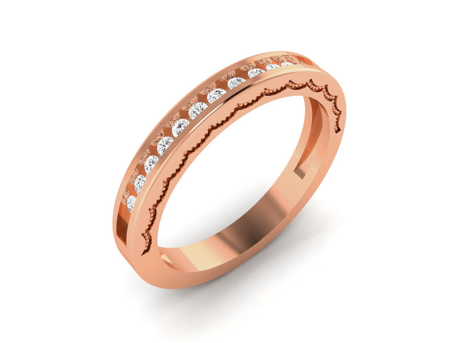Diamond Band Ring 3dm render detail  3D print model_3