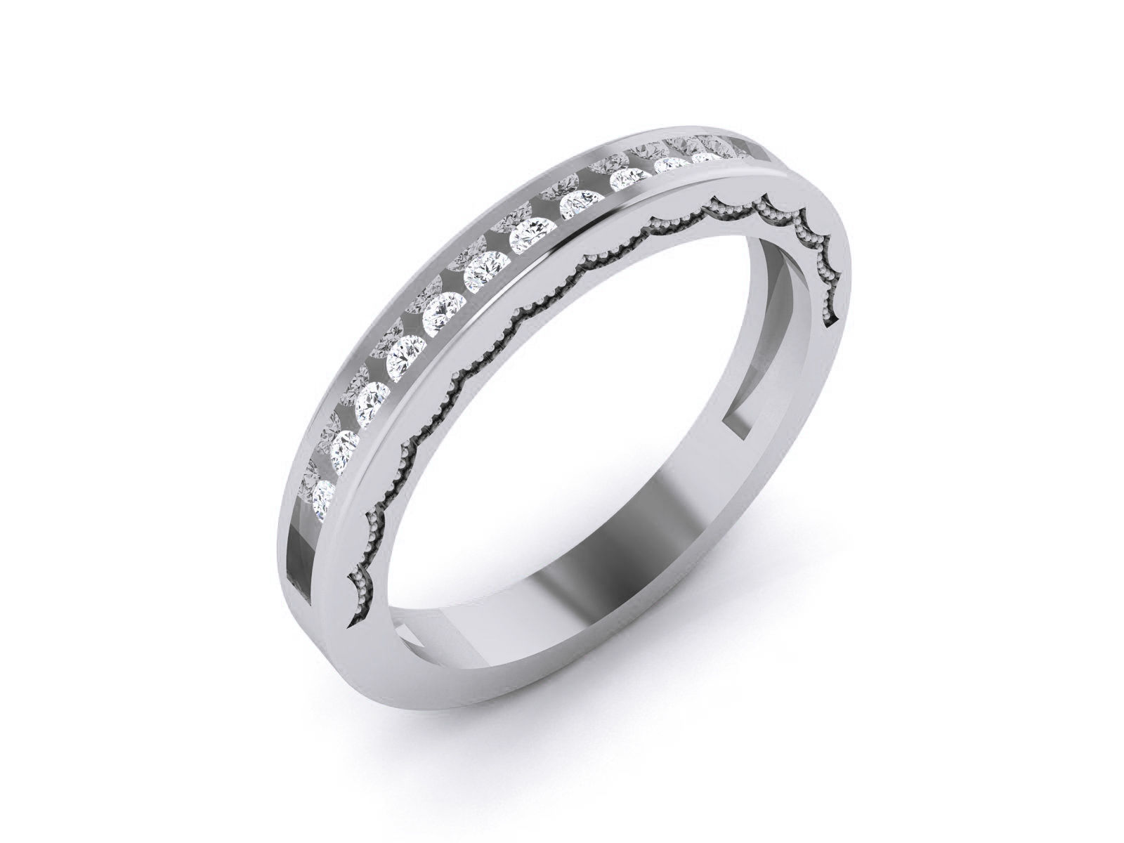 Diamond Band Ring 3dm render detail  3D print model_2