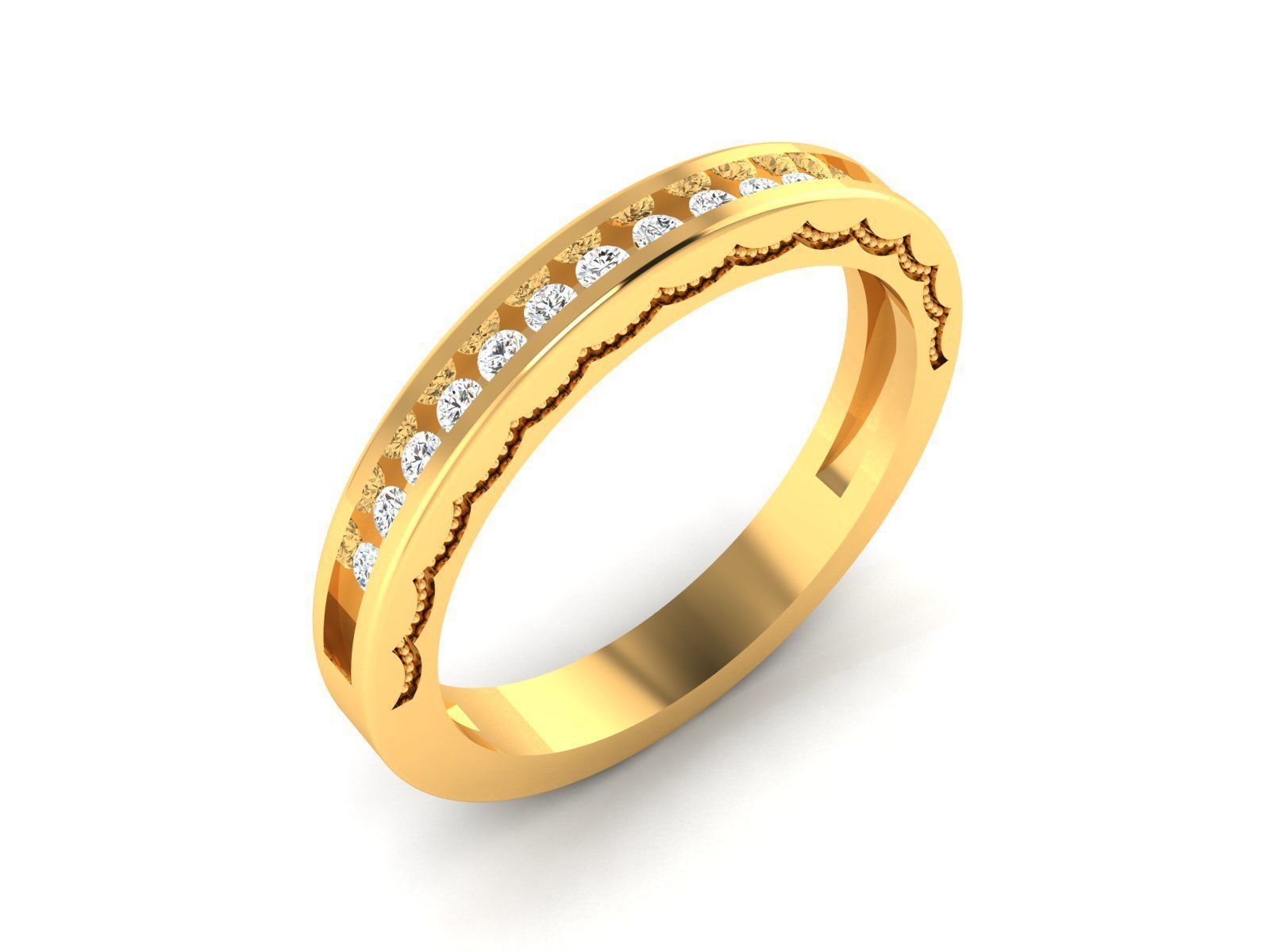 Diamond Band Ring 3dm render detail  3D print model_1