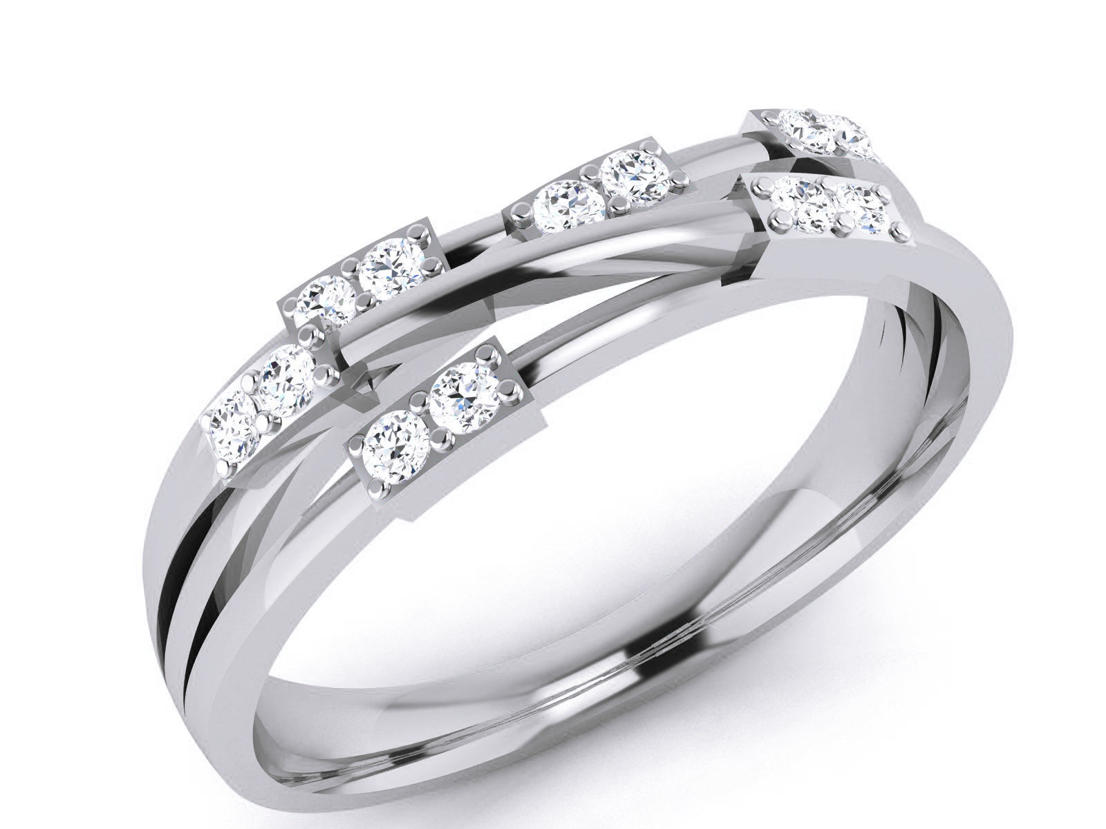 Diamond Band Ring 3dm render detail 3D print model_2