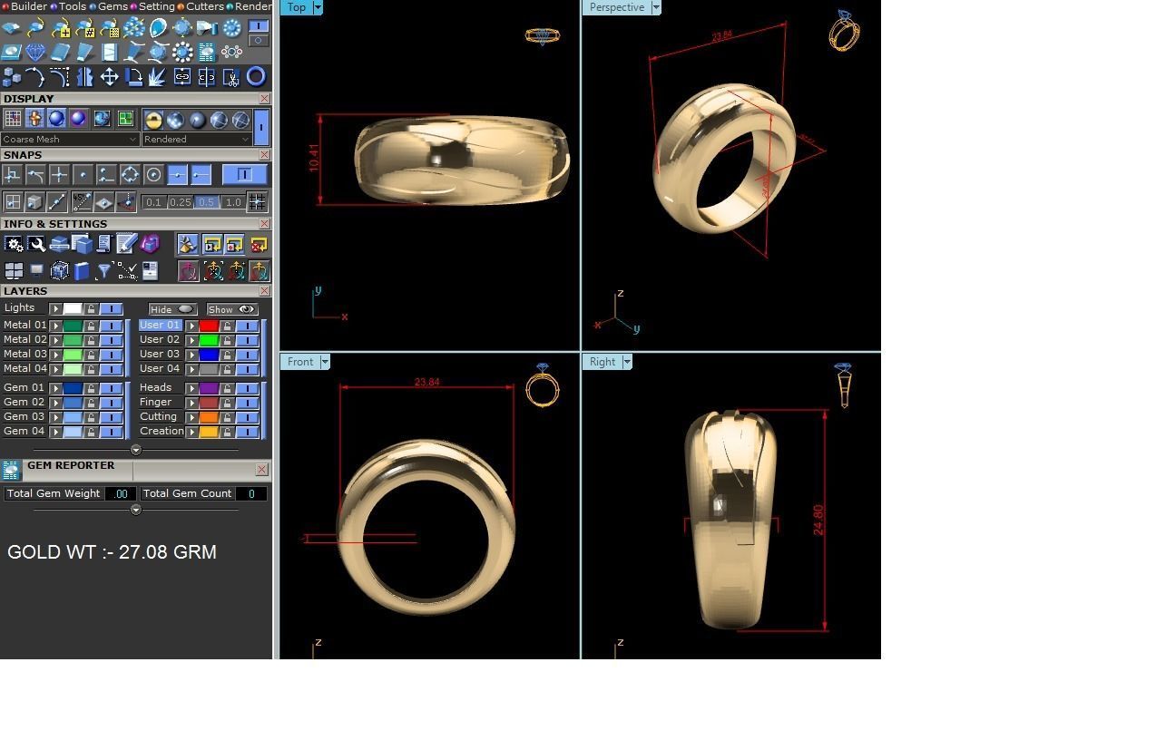 Plain Gold Band Ring 3dm render detail 3D print model_22