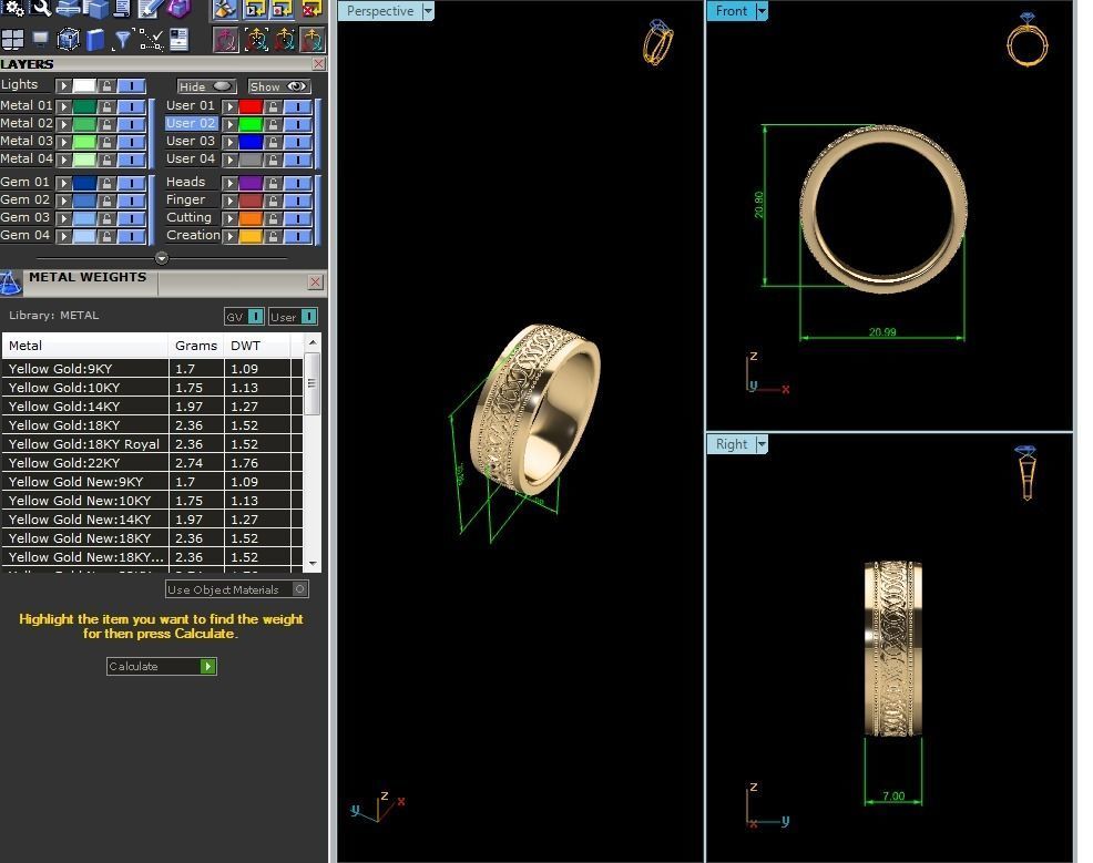 Plain Gold Band Ring 3dm render detail 3D print model_19