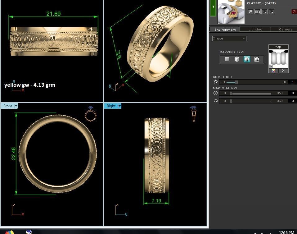 Plain Gold Band Ring 3dm render detail 3D print model_3