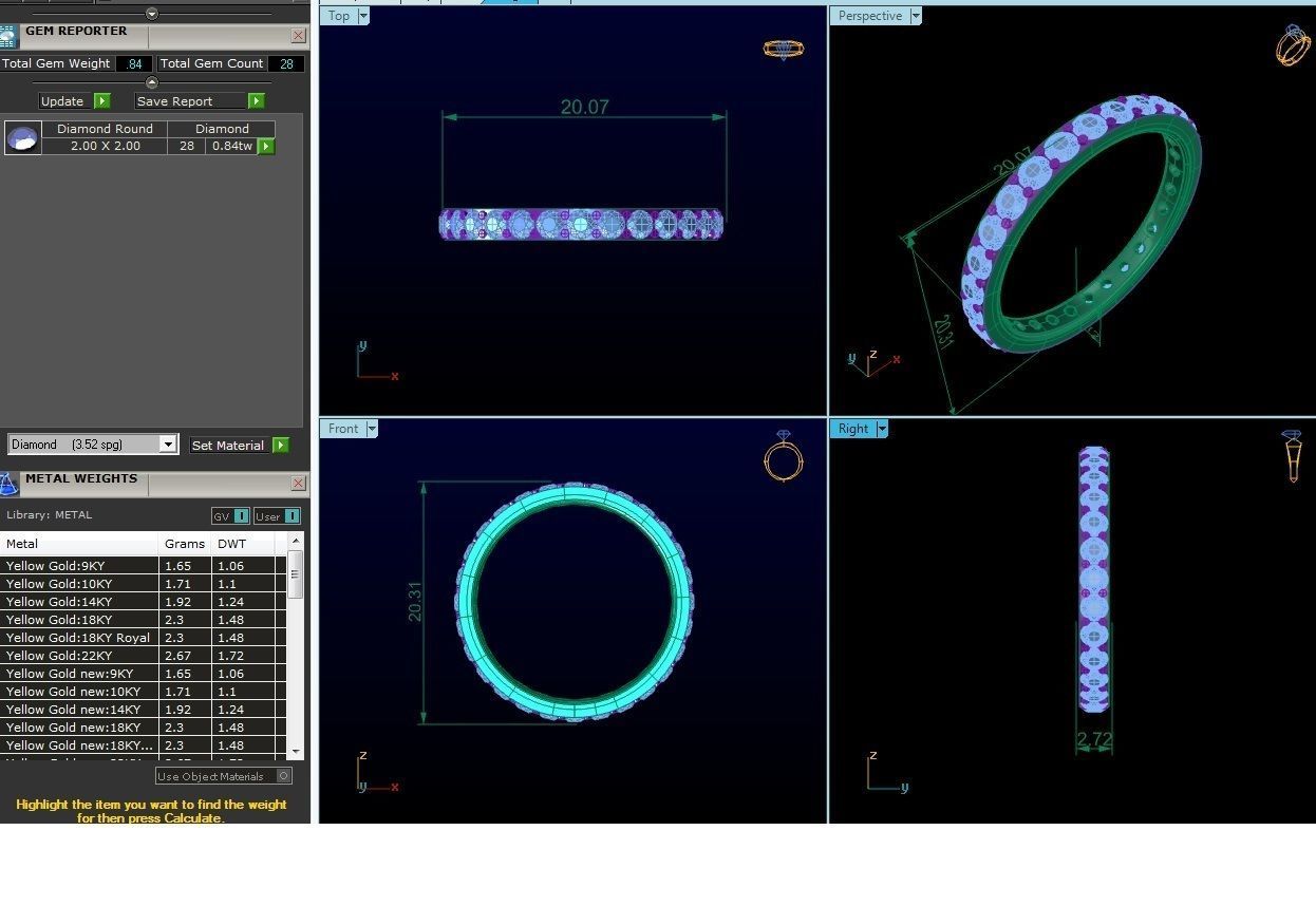 Diamond Band Ring 3dm render detail 3D print model_1