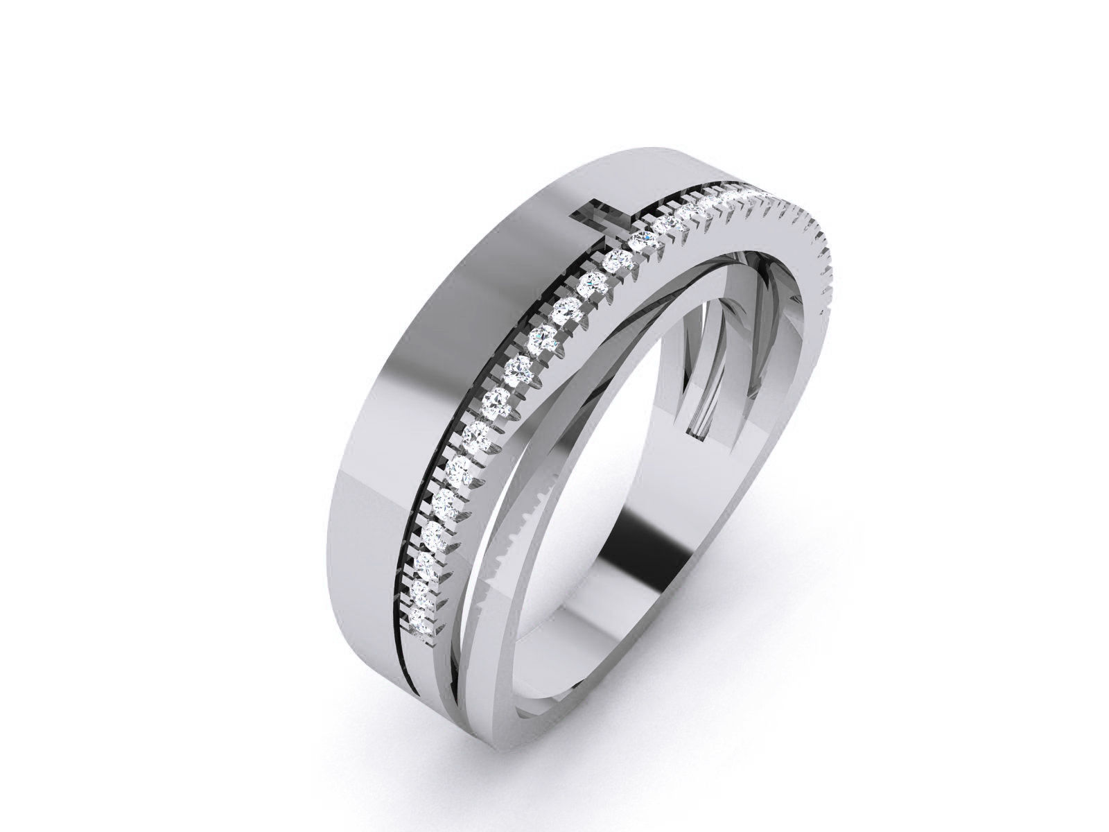 Diamond Band Ring 3dm render detail  3D print model_11
