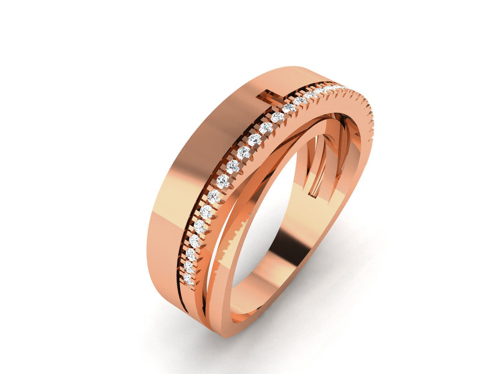Diamond Band Ring 3dm render detail  3D print model_9