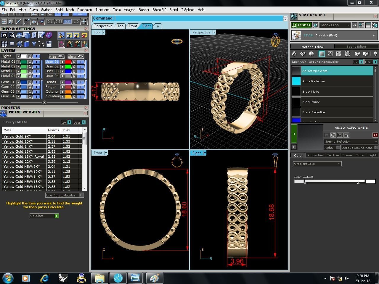 Plain Gold Band Ring 3dm render detail  3D print model_12