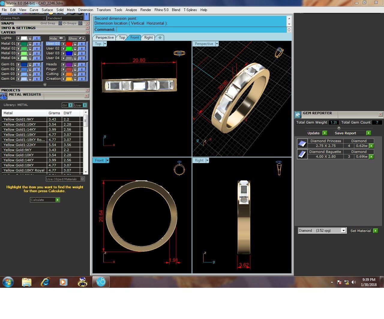 Diamond Band Ring 3dm render detail 3D print model_12