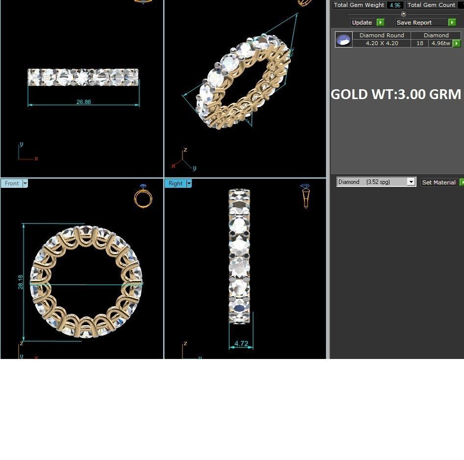 Diamond Band Ring 3dm render detail 3D print model_6