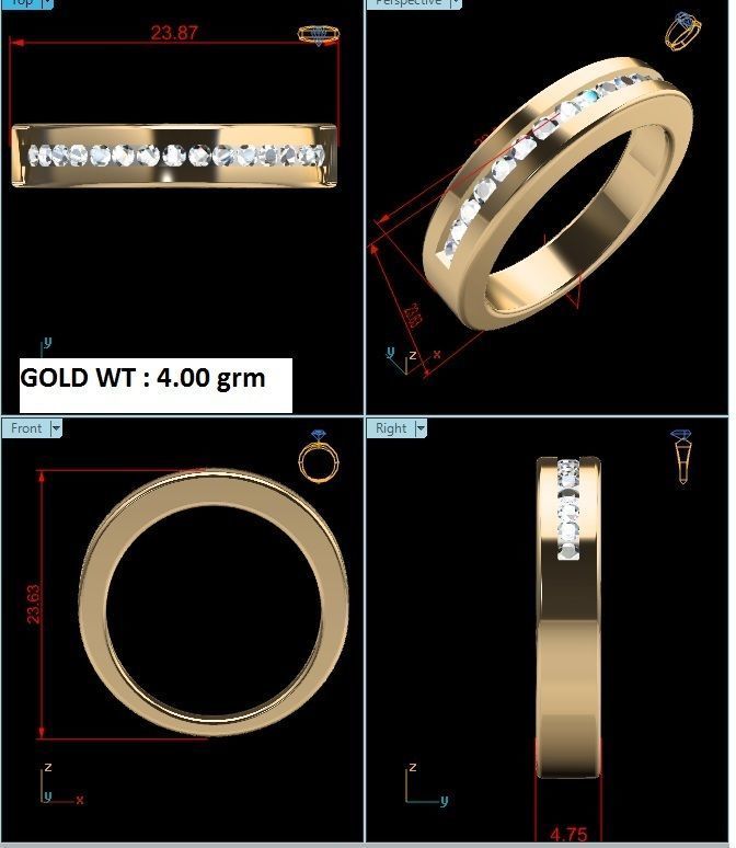 Diamond Band Ring 3dm render detail  3D print model_7