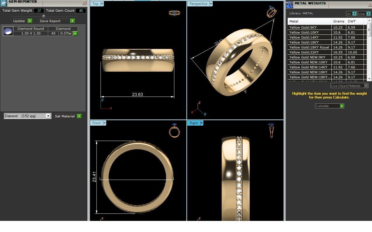 Diamond Band Ring 3dm render detail  3D print model_1