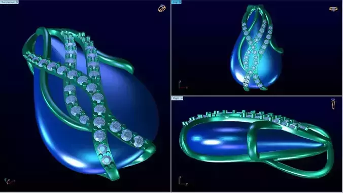 3d model pear shape pendant jewelry set diamonds