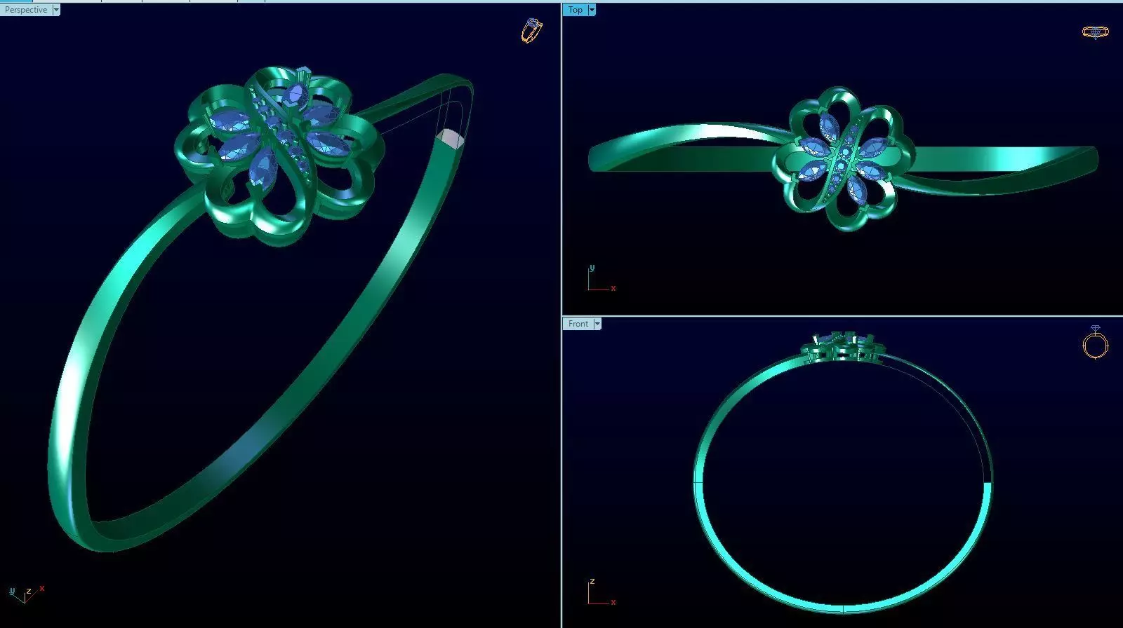 bangle shamrock ring 3D print model
