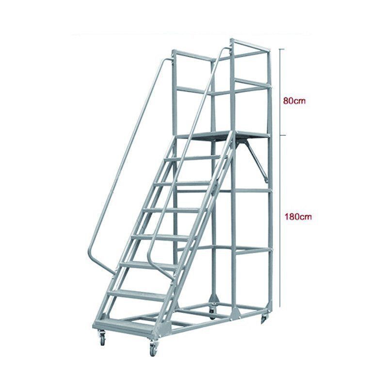 mobile ladder on wheeled 3D model_1