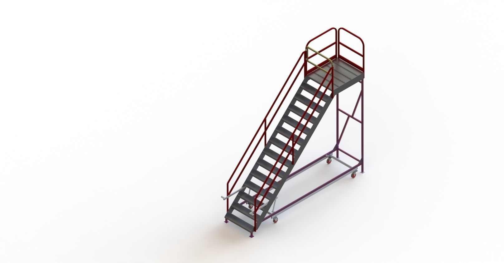 mobile ladder on wheeled 3D model_2
