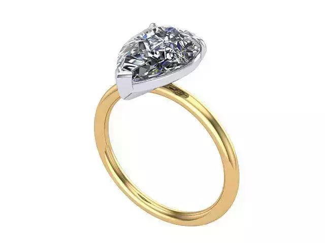 Gold and Silver Pear Diamond Engagement Ring