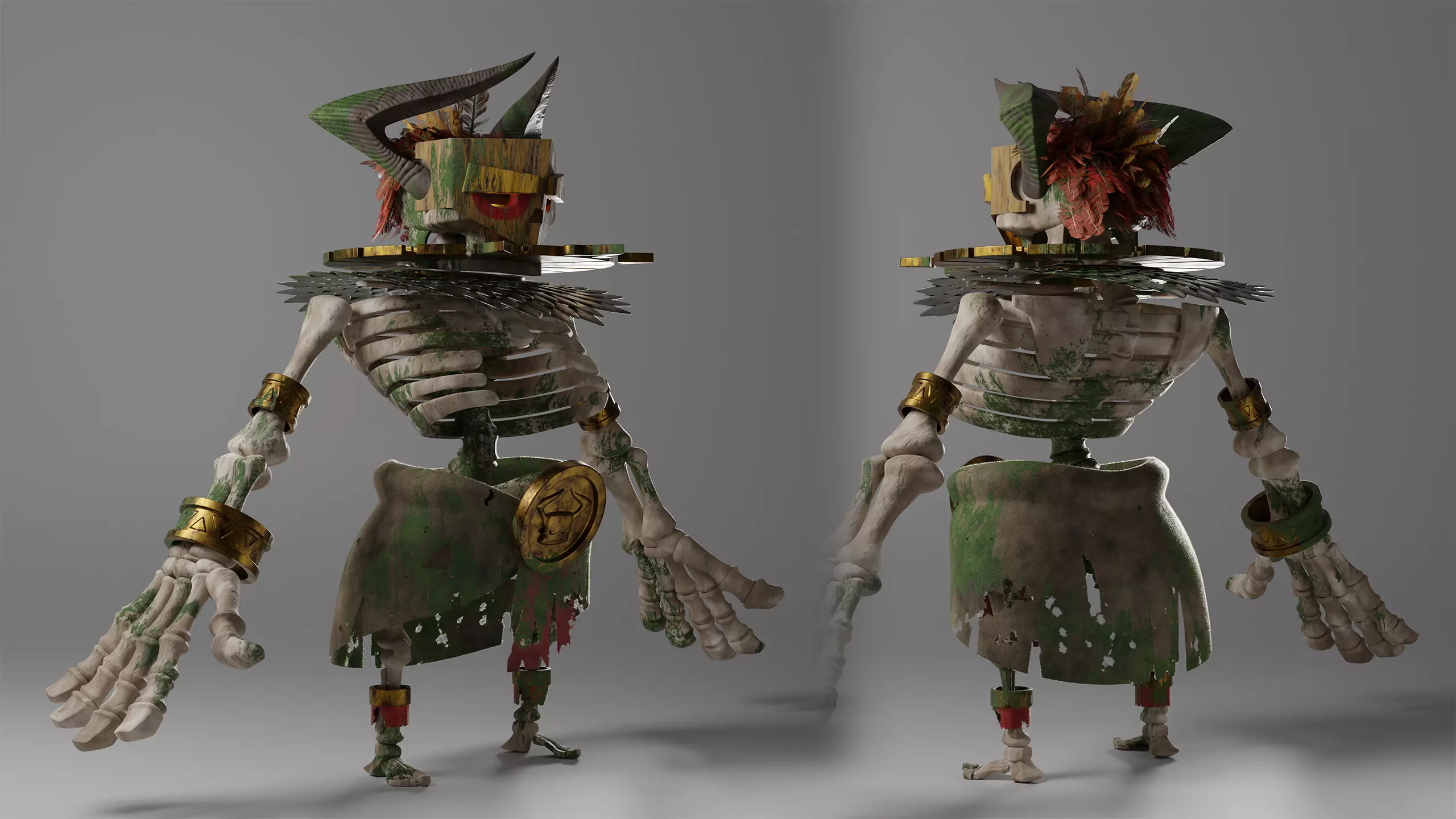 Guardian egyptian skeleton 3D model_0