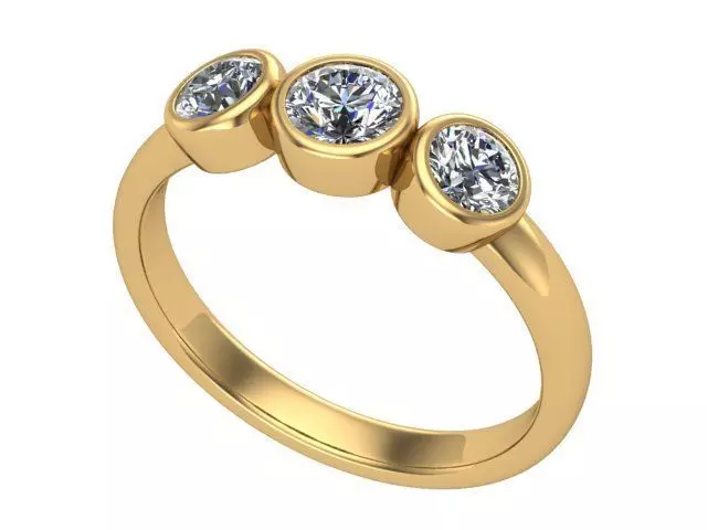 Three Stone Diamond Ring 3D print model_0