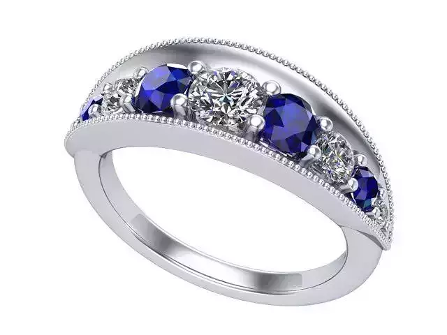 Zaphire and Diamonds Silver Gold Ring