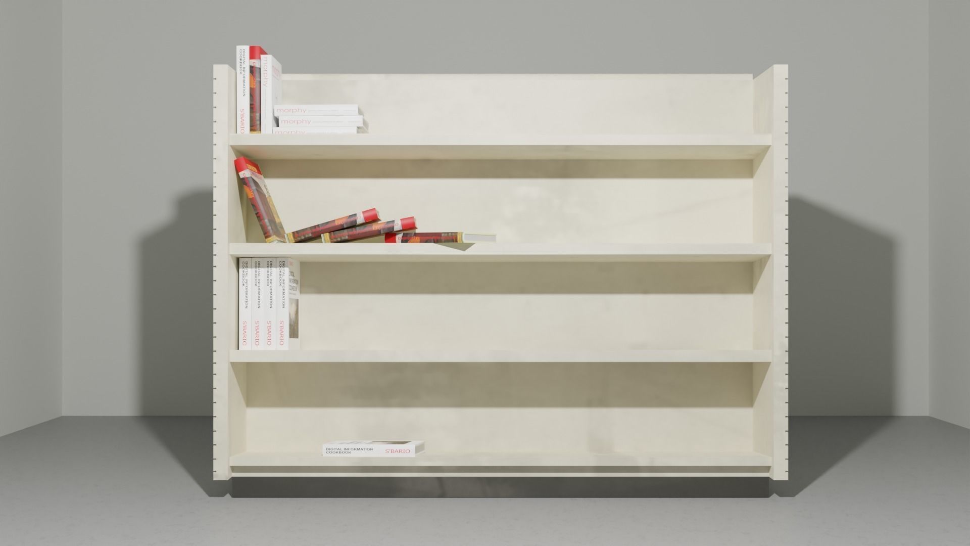 Distressed Retail Book Shelf or VHS Shelf or Game Shelf Low-poly 3D model_6