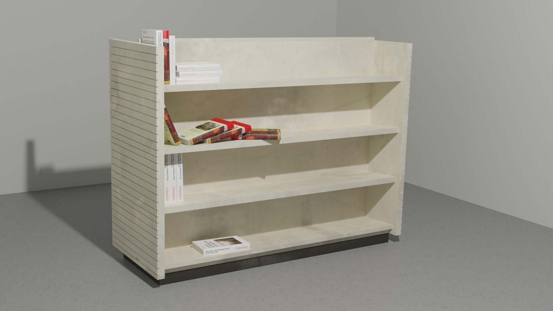 Distressed Retail Book Shelf or VHS Shelf or Game Shelf Low-poly 3D model_1