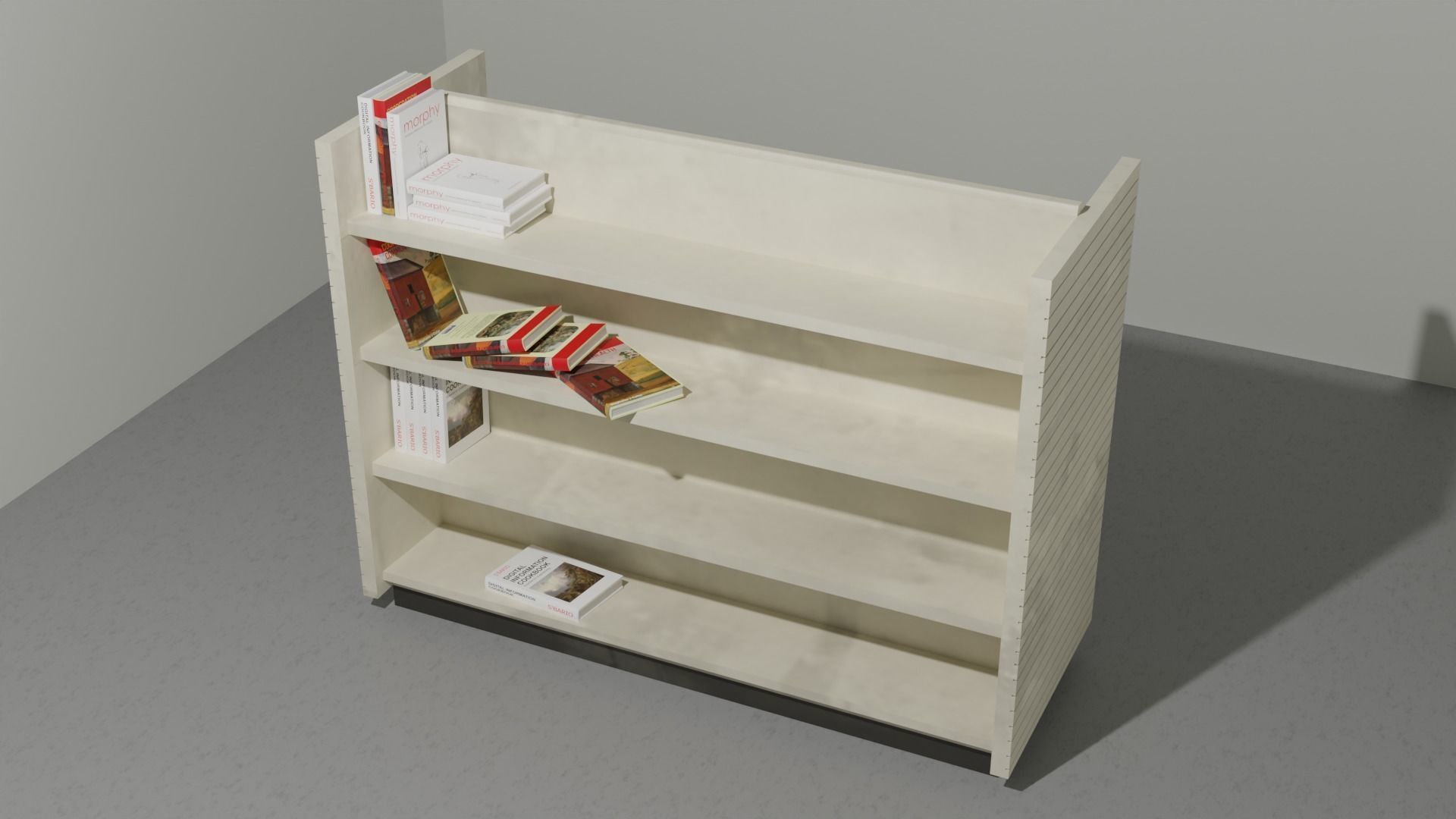 Distressed Retail Book Shelf or VHS Shelf or Game Shelf Low-poly 3D model_2
