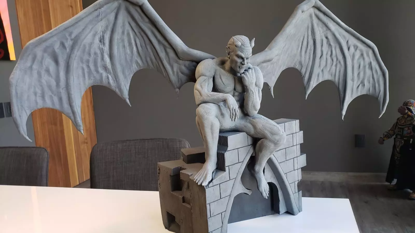 Gargoyle statue of demon with wings 3D print model_0