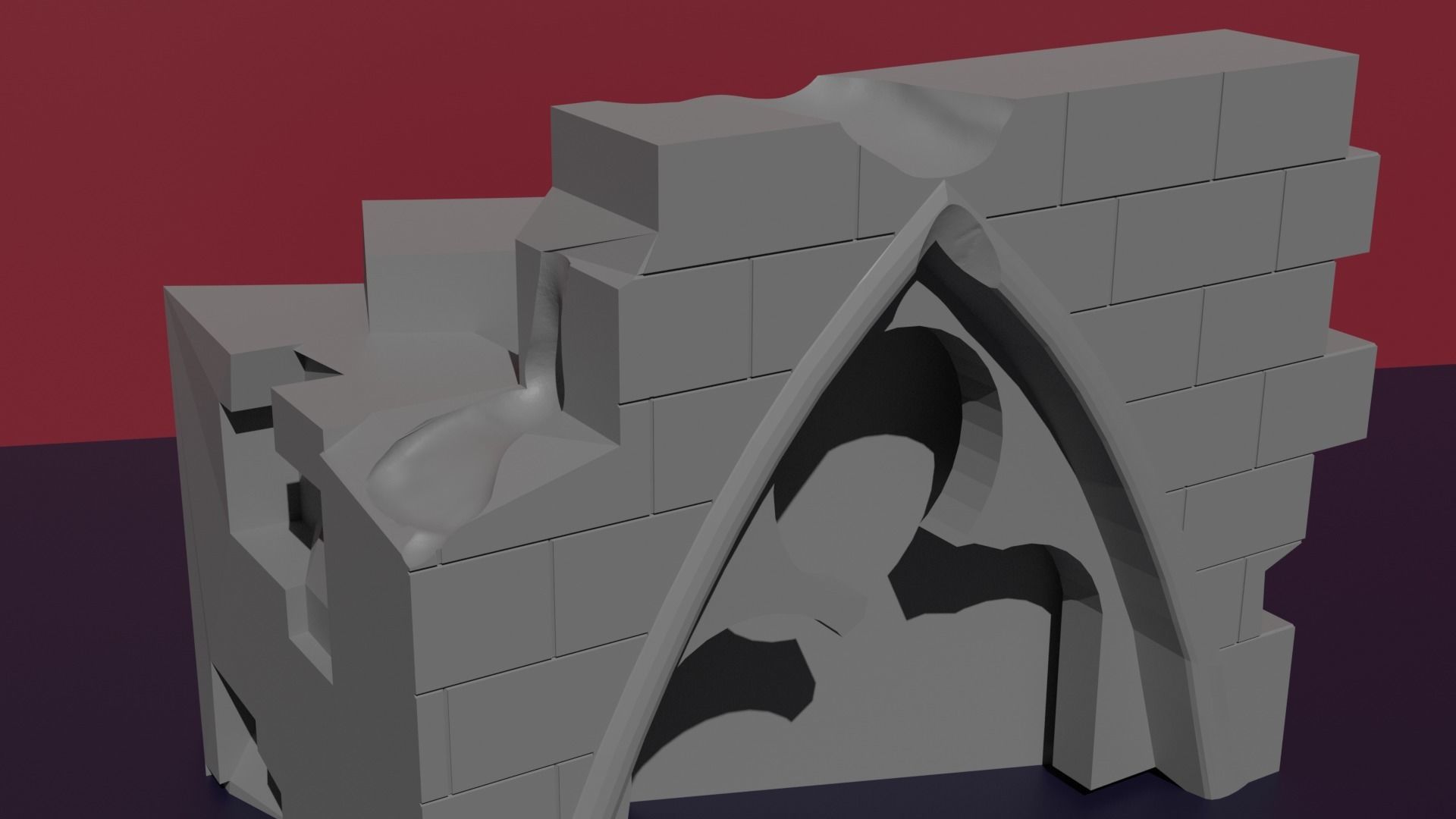 Gargoyle statue of demon with wings 3D print model_5