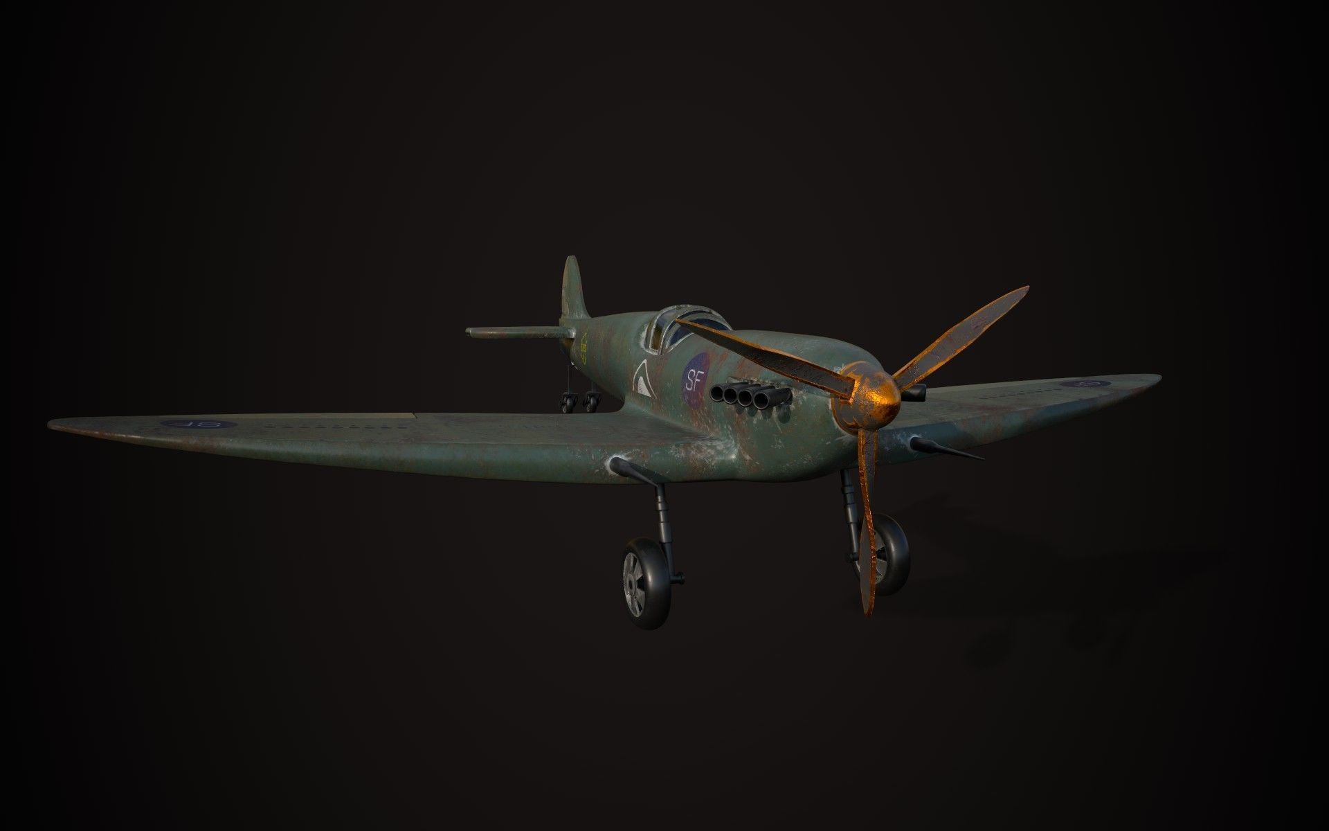Spitfire wwii fighter plane 3D model_9