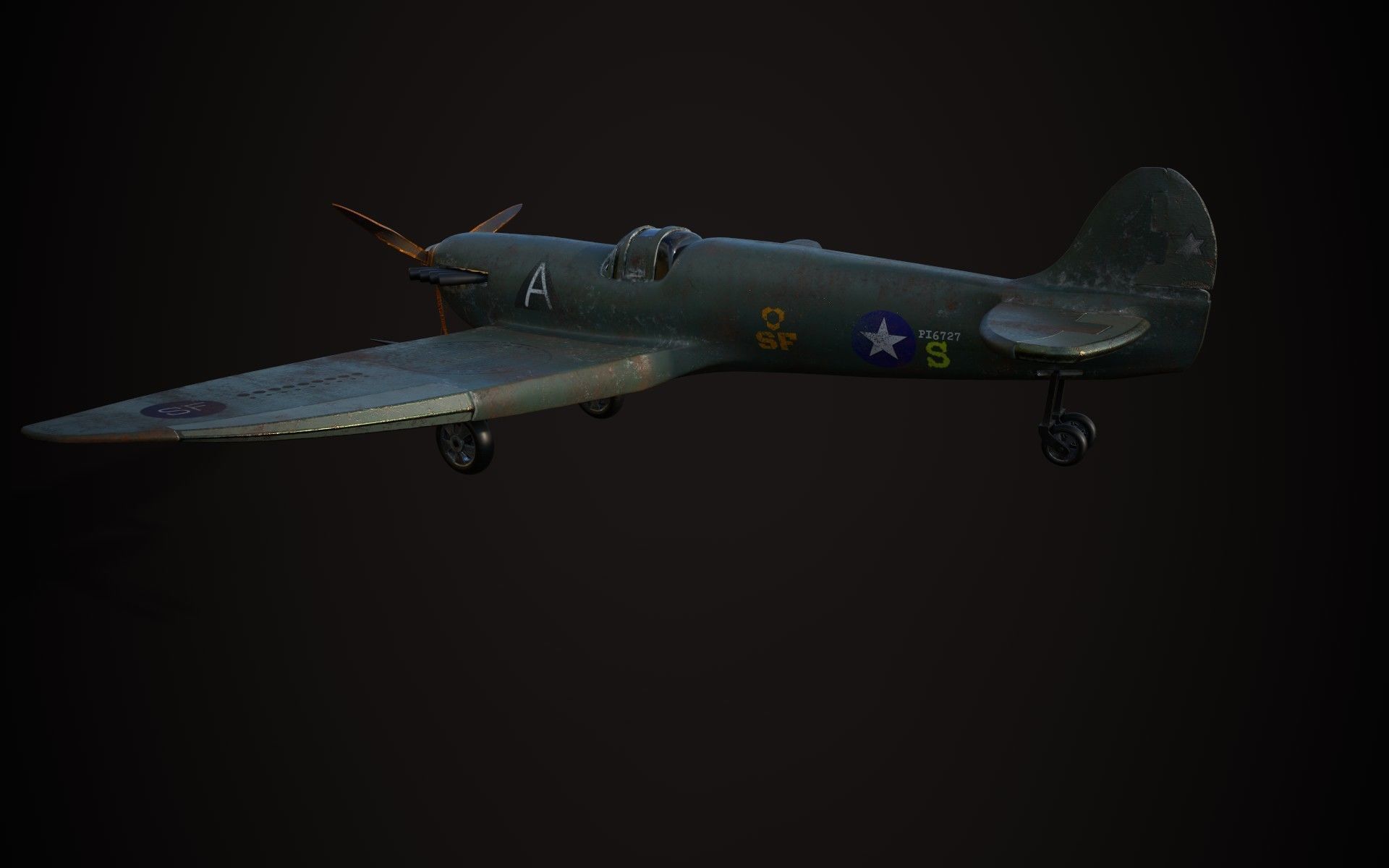 Spitfire wwii fighter plane 3D model_6