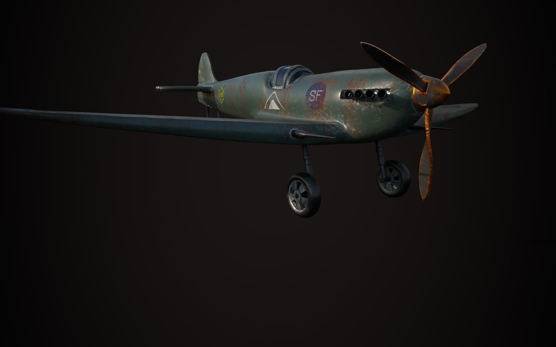 Spitfire wwii fighter plane 3D model_13