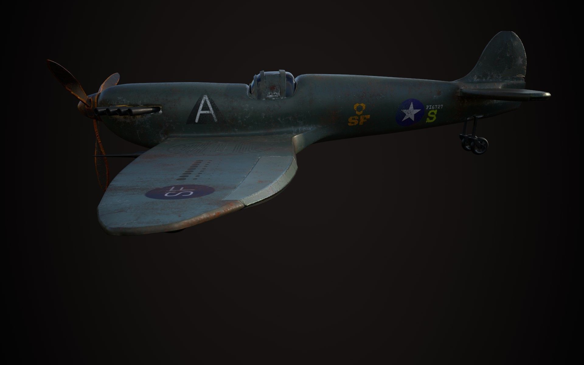 Spitfire wwii fighter plane 3D model_5