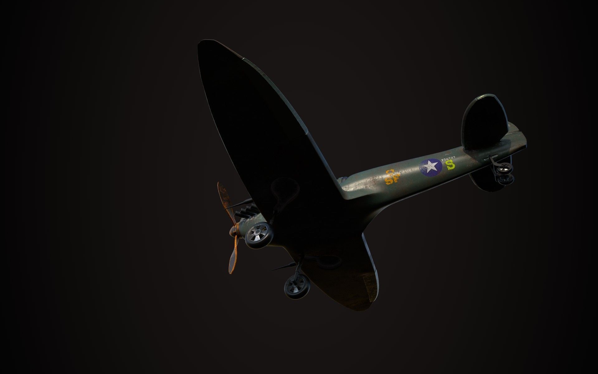 Spitfire wwii fighter plane 3D model_12