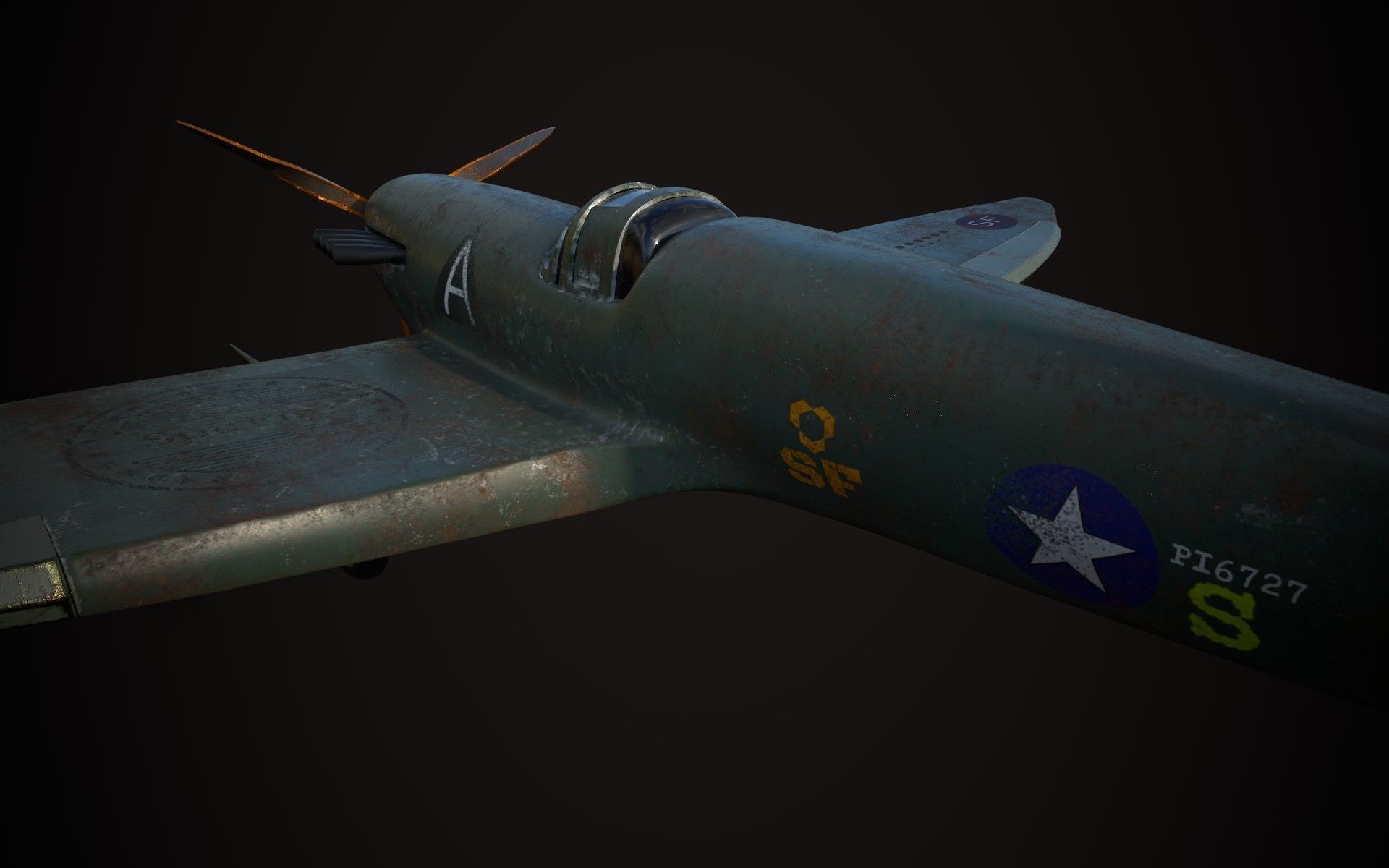 Spitfire wwii fighter plane 3D model_19
