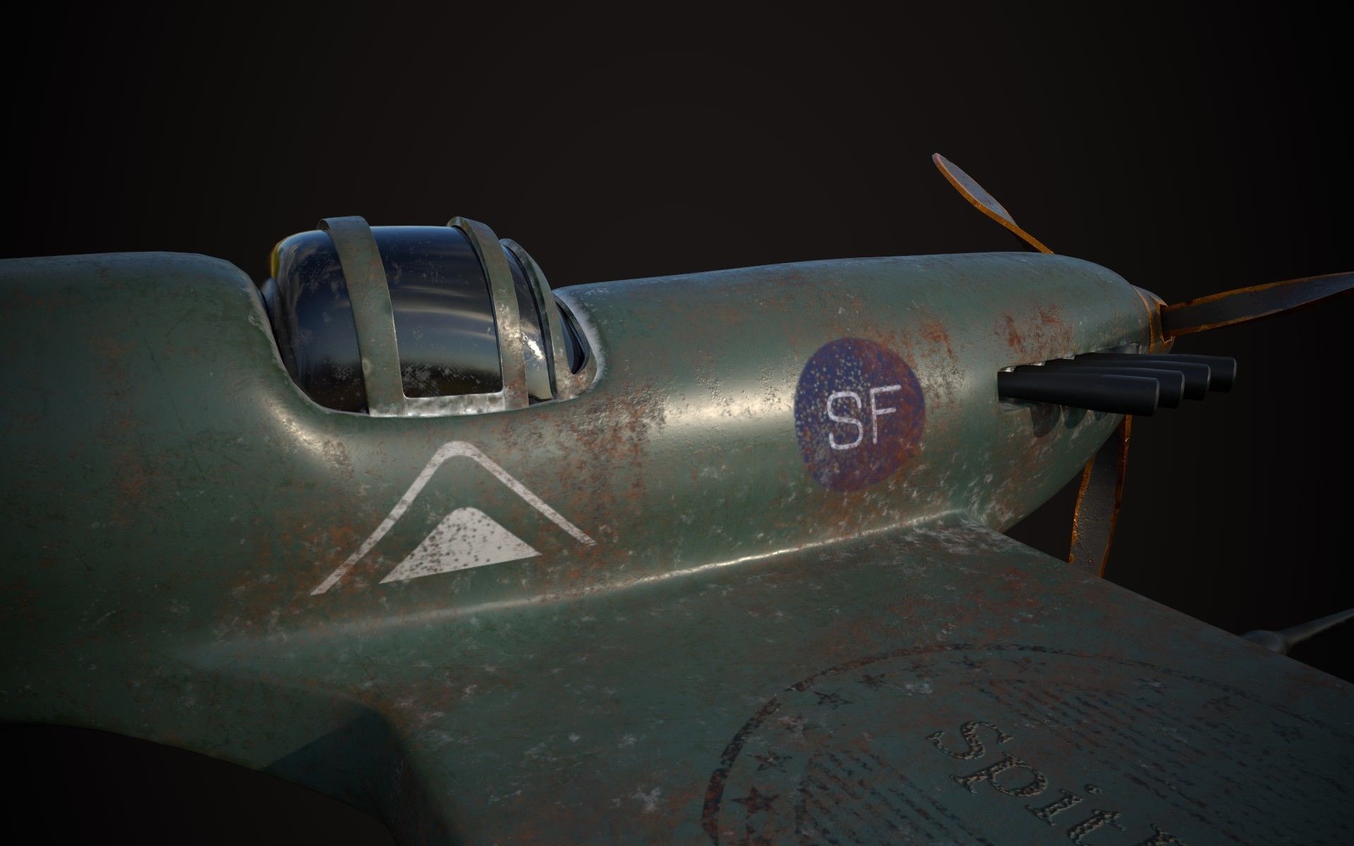 Spitfire wwii fighter plane 3D model_8