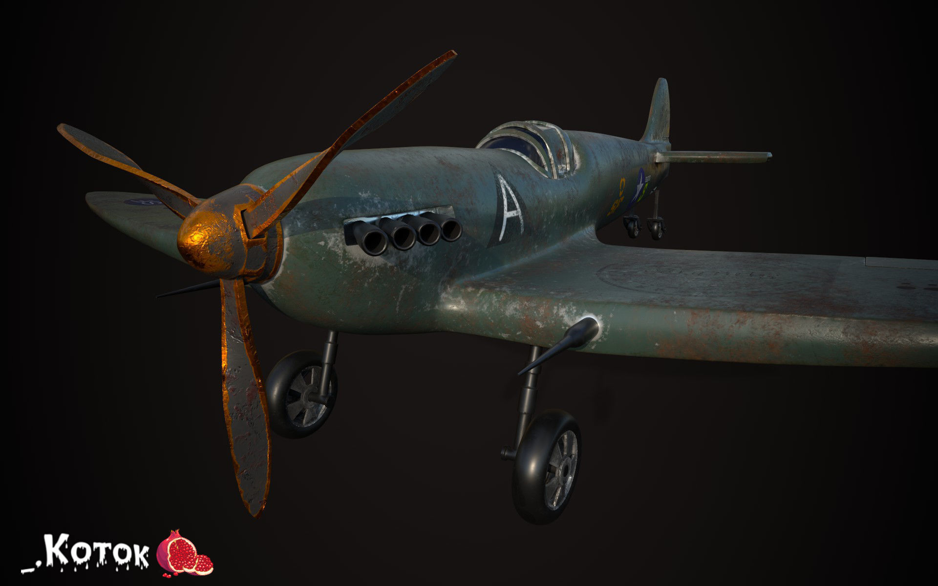Spitfire wwii fighter plane 3D model_16
