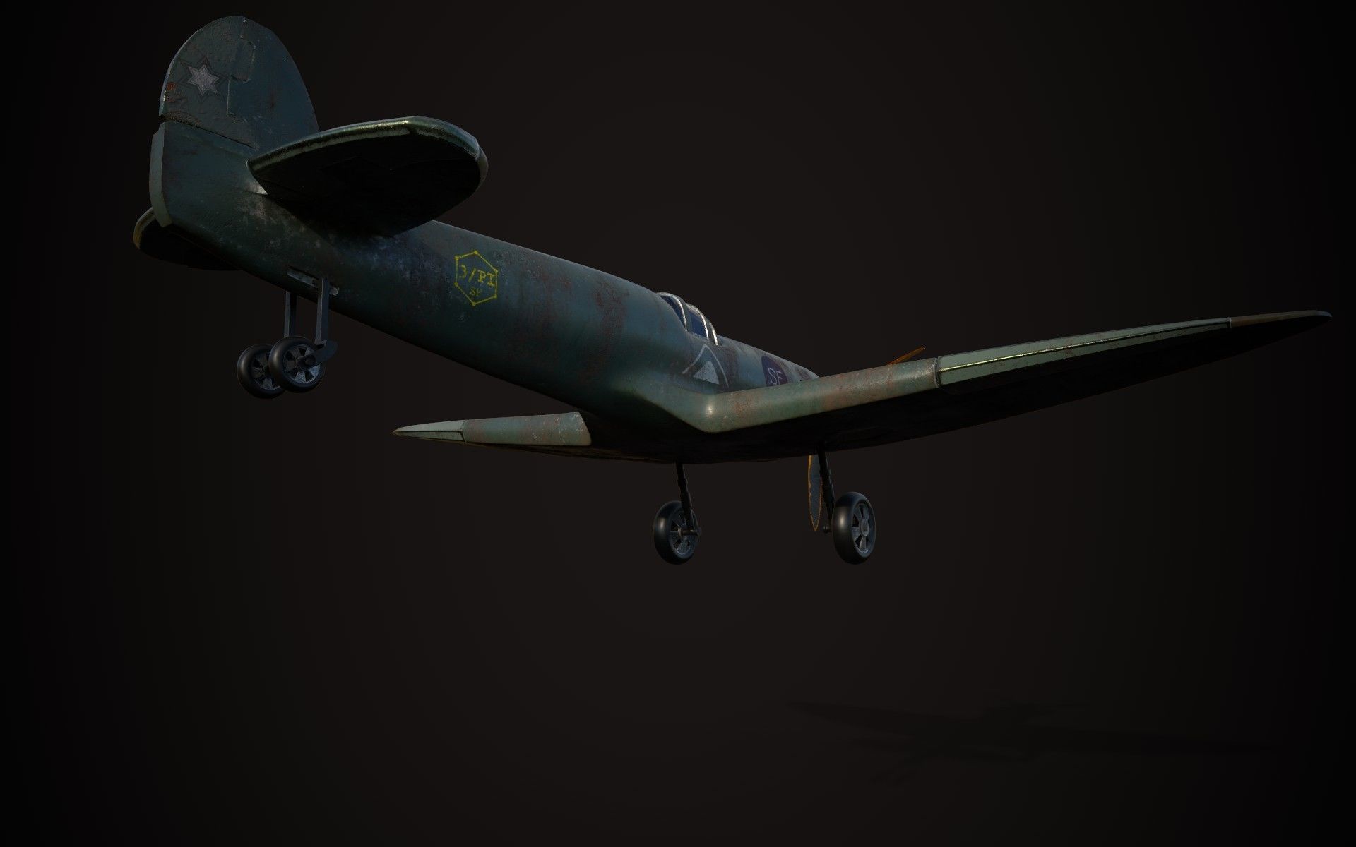 Spitfire wwii fighter plane 3D model_3