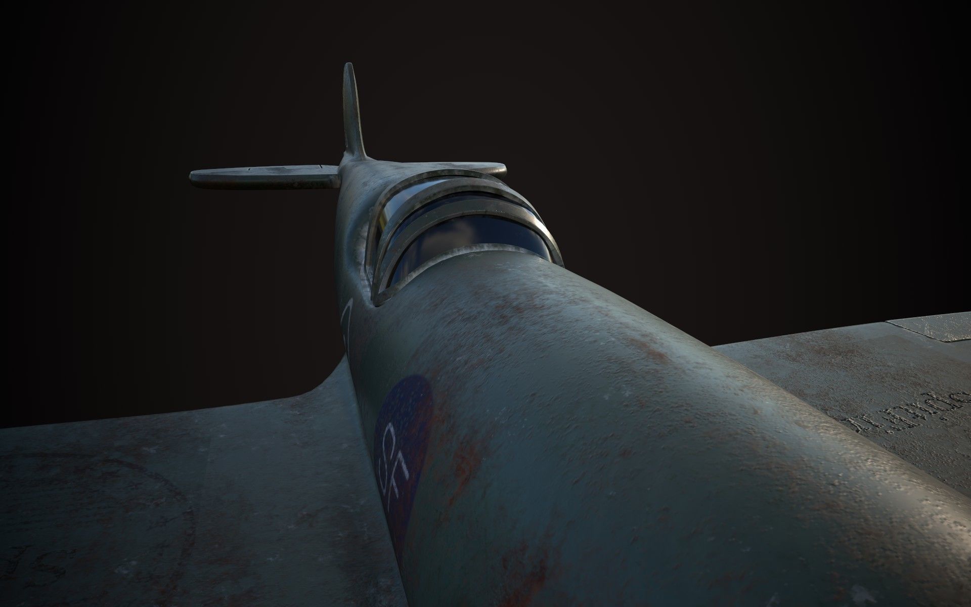 Spitfire wwii fighter plane 3D model_7